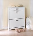 *18185V - 2 Tier Shoe Rack 1 Drawer White Wood Cab