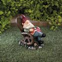 *18200V - Solar Red Bird Rocking Chair Gnome Figur