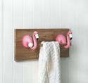 *18232V - Pink Flamingo Kitchen Bath Wood Towel Ho