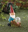 *18278V - Gnome Wheel Barrow Garden Statue 11.8" S