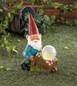 *18278V - Gnome Wheel Barrow Garden Statue 11.8" S