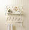 *18382V - White Iron Wire Wall Shelf Towel Bar