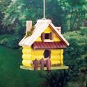 *18415V - Yellow Log Home Wood Birdhouse