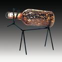 *18428V - Glass Bottle LED Light Reindeer Lantern
