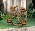 *18435V - Wagon Wheel 4 Barrel Fir Wood Planter Di
