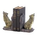 *18439V - Howling Wolf On Rocks Polyresin Bookends