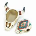 *18473V - Aztec Design Ox Skull Jewelry Trinket Bo
