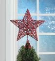 *18482V - Red Star Glitter Finish Metal Tree Toppe