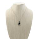 :11024V - Black Cat & White Kitten Pendant 17" Cha