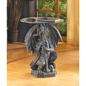 12266V - Guarding Dragon Figure Round Glass Top Ac