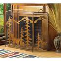 12295V - Rustic Forest Deer Metal Fireplace Screen
