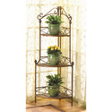 12517V - Rustic Corner Baker's Rack Metal Scrollwo