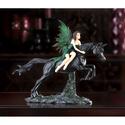 14570V - Green Winged Fairy Figure Riding A Black 