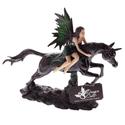 14570V - Green Winged Fairy Figure Riding A Black 