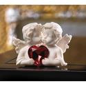 14695V - Two in Love Red Heart Cherubs Stone Look 