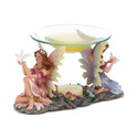14696V - Two Fairies Holding Birds Oil Warmer Glas