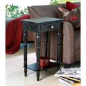 15081V - Carved Colonial Style Black Wood Side Acc