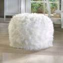 15183V - Fuzzy White Ottoman Pouf Foot Stool