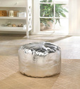 15184V - Silver Ottoman Pouf Footstool Seat