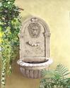 32428V - Lion Head Carved Stone Look Wall Water Fo