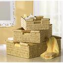 34622V - Corn Husk Woven Nesting Baskets Bamboo Ha
