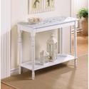 34709V - Carved Top Rectangle Accent Table White W