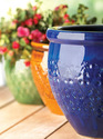 38899V - Jewel Tone Flower Design Ceramic Planters