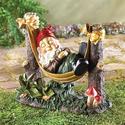 39264V - Gnome Figurine Sleeping In Hammock Polyre