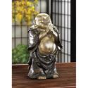D1153V - Standing Happy Buddha Silver Black Polyre