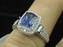 ART DECO 3 CT FINE BLUE SAPPHIRE & DIAMOND W GOLD 
