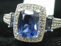 ART DECO 3 CT FINE BLUE SAPPHIRE & DIAMOND W GOLD 