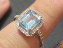 3.49CT FINE BLUE TOPAZ & DIAMOND WHITE GOLD RING 1
