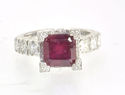 GORGOUS 3.53 CT BURMA RUBY SOLITAIRE & DIAMOND RIN