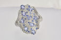 Fine 3 CT Diamond & Ceylon GEM Sapphire 14k White 