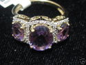 FINE 5 CT 3 STONE AMETHYST AND DIAMOND ANNIVERSARY