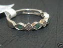 Fine & Elegant 14K Diamond and Emerald Band white 