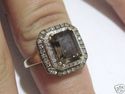 4.20CT FINE SMOKY TOPAZ & DIAMOND YELLOW GOLD RING