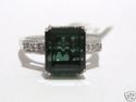 FINE 18KT EMERALD CUT GREEN TOURMALINE & DIAMOND R
