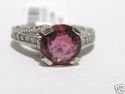 FINE 14KT ROUND CUT PINK TOURMALINE & DIAMOND RING