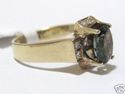 FINE 14KT OVAL CUT GREEN TOURMALINE & DIAMOND RING