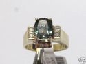 FINE 14KT OVAL CUT GREEN TOURMALINE & DIAMOND RING