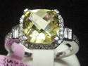 FINE 3.80 CT LIME TOPAZ & GENUINE DIAMOND 14K WG R