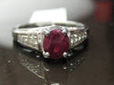 Estate 14k White Gold Ruby and Diamond Ring size 9