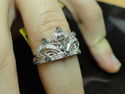 FINE .48 CT WHITE & BLUE DIAMOND CROWN LADY'S RING