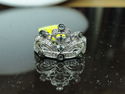 FINE .48 CT WHITE & BLUE DIAMOND CROWN LADY'S RING