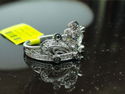 FINE .48 CT WHITE & BLUE DIAMOND CROWN LADY'S RING