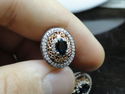HIGH END OVAL SAPPHIRE & DIAMOND EARRINGS 14K ROSE