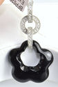 $1399 FINE 14K DIAMOND & CLOVER ONYX PENDANT WHITE