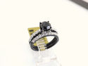 STUNNING 2.60CT 2 PIECE BLACK DIAMOND ENGAGEMENT R