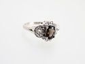 1.20 CT FINE SMOKY TOPAZ & DIAMOND WHITE GOLD RING